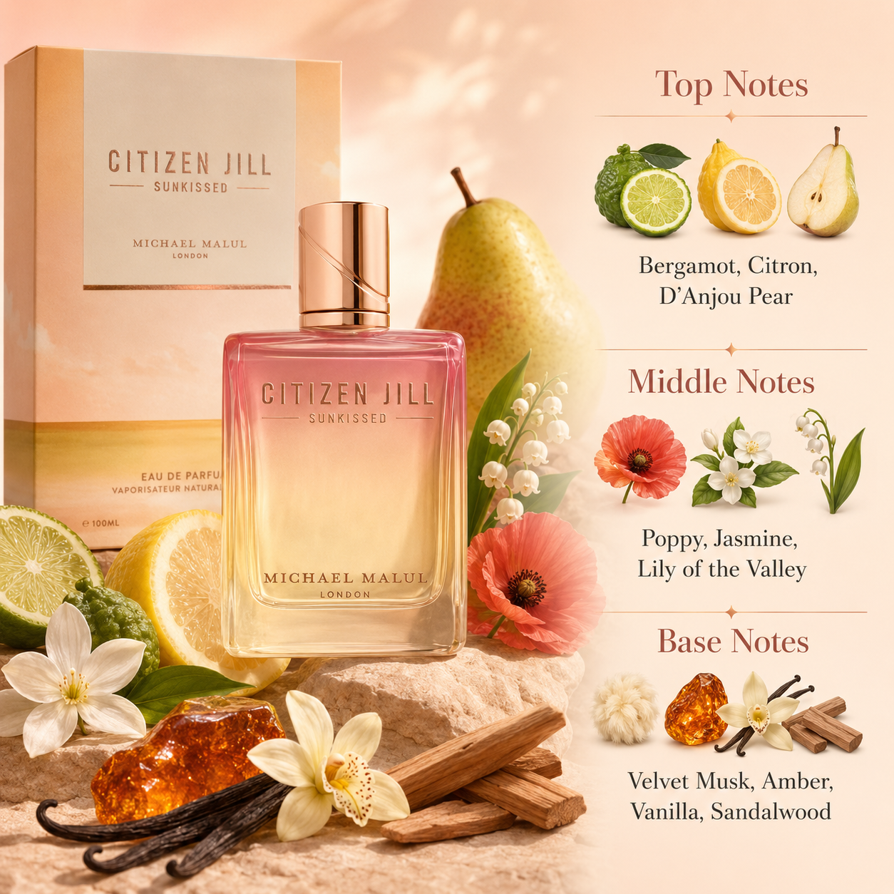 Michael Malul Citizen Jill Sunkissed Eau de Parfum for Women 3.4 Ounce