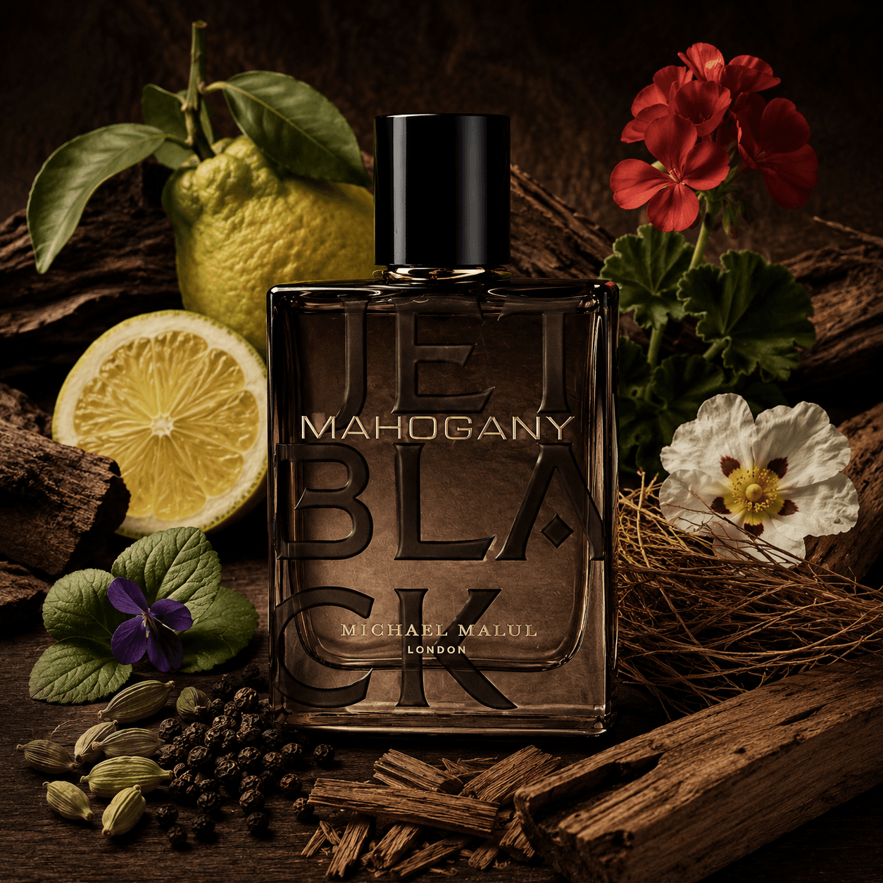 Michael Malul Jet Black Mahogany Eau de Parfum for Men 3.4 Ounce