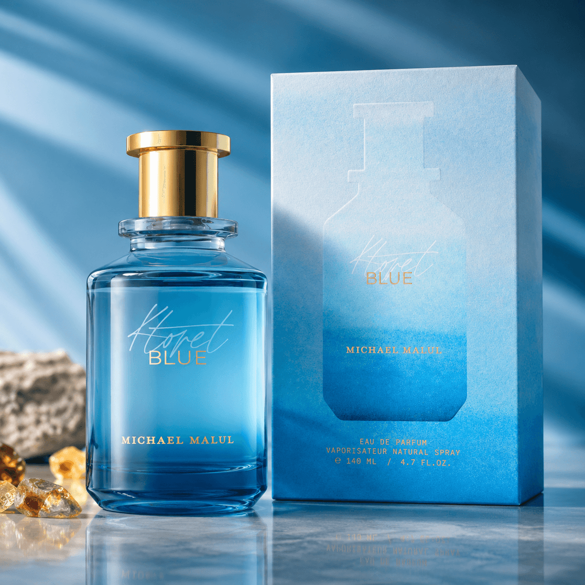 Michael Malul Ktoret 140 Blue men's fragrance styled in a citrus aromatic woody presentation