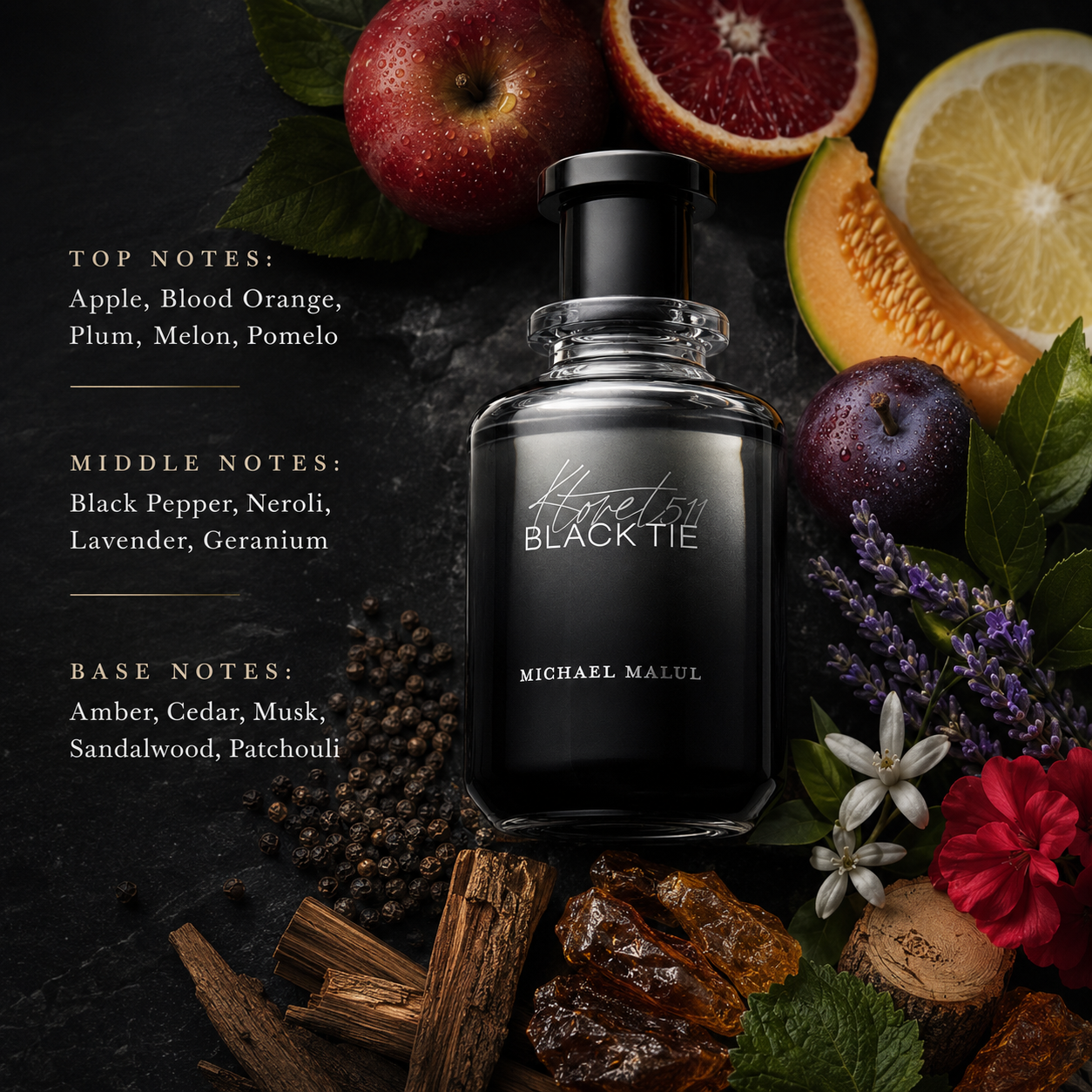 Michael Malul Ktoret 511 Black Tie Eau de Parfum for Men 3.4 Ounce
