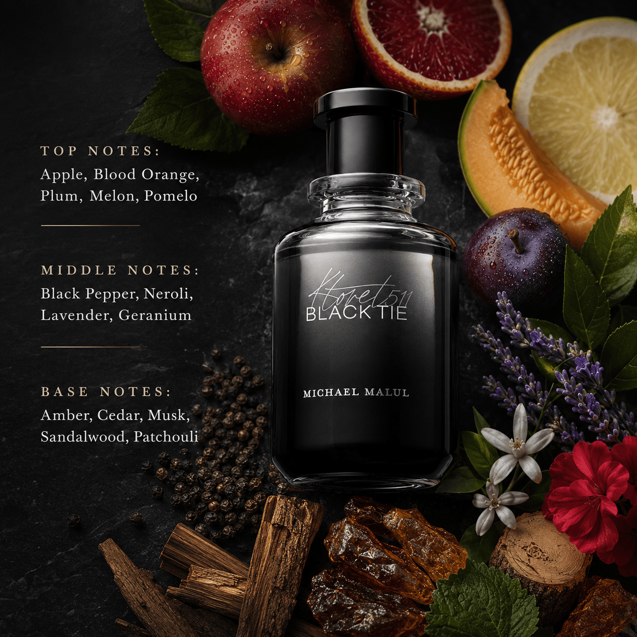 Michael Malul Ktoret 511 Black Tie Eau de Parfum for Men 3.4 Ounce