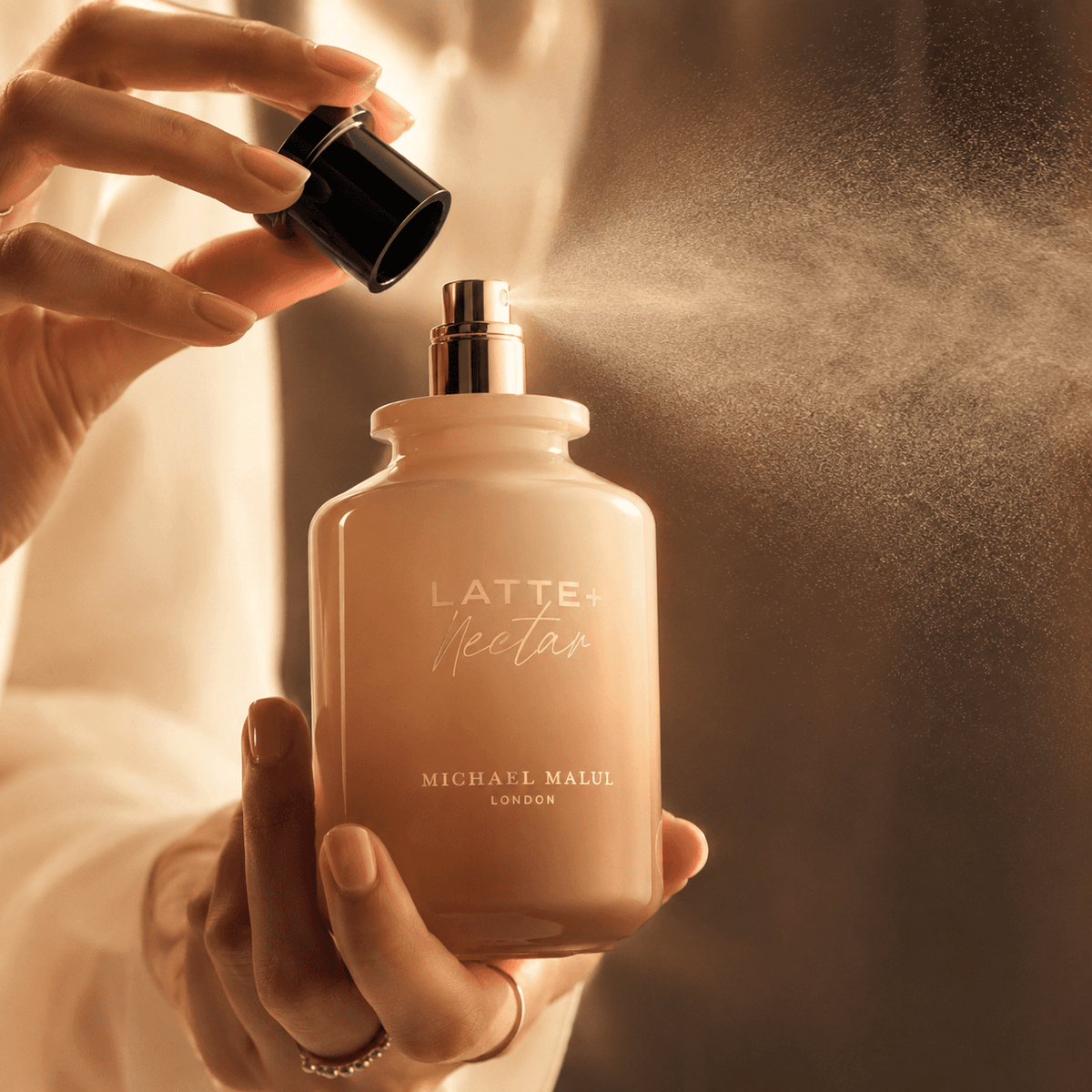 Michael Malul Latte+Nectar women's perfume in a creamy gourmand coffee fragrance setting