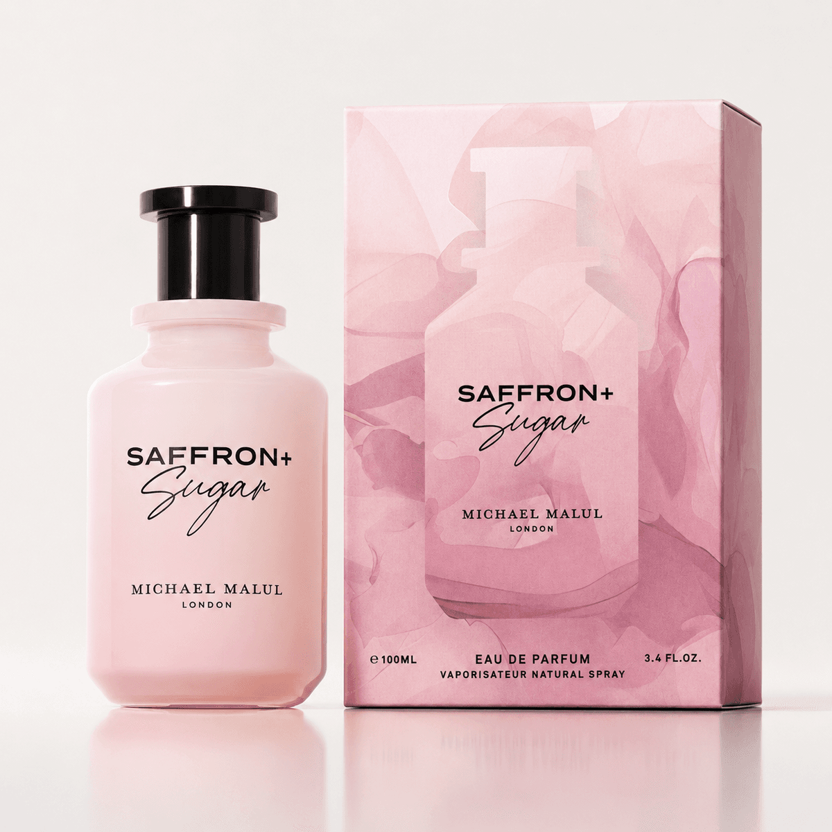 Michael Malul Saffron+Sugar women's fragrance styled in a sweet saffron floral presentation