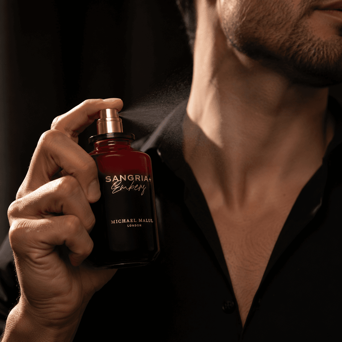 Michael Malul Sangria+Embers fragrance notes with orange, green apple, saffron, raspberry, sandalwood and tonka bean