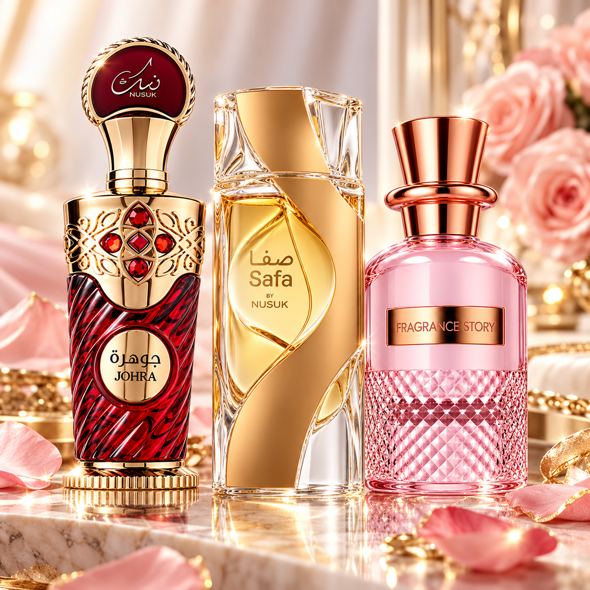 Nusuk Johra + Nusuk Safa + Fragrance Story The Must Pour Femme 3-Piece Fragrance Bundle for Women