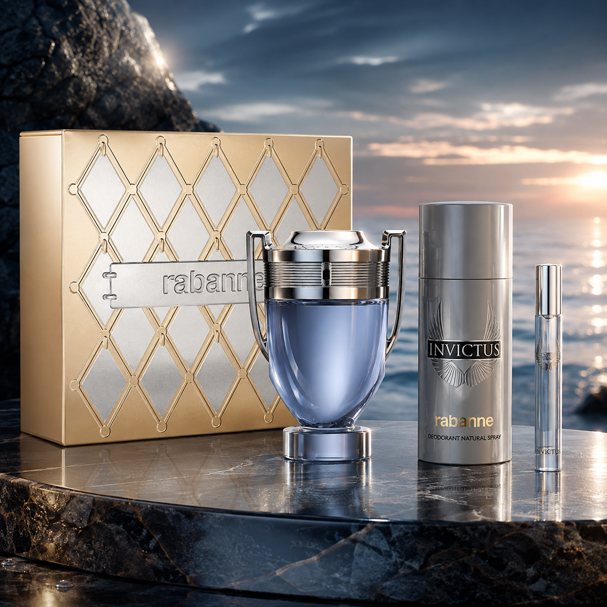 Paco Rabanne Invictus 3-Piece Travel Gift Set for Men