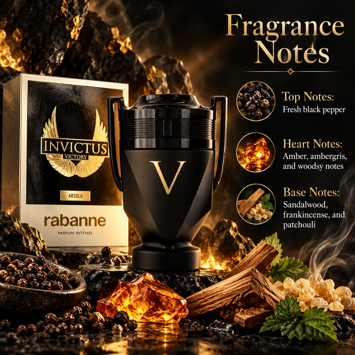 Paco Rabanne Invictus Victory Absolu Eau de Parfum for Men 3.4 Ounce