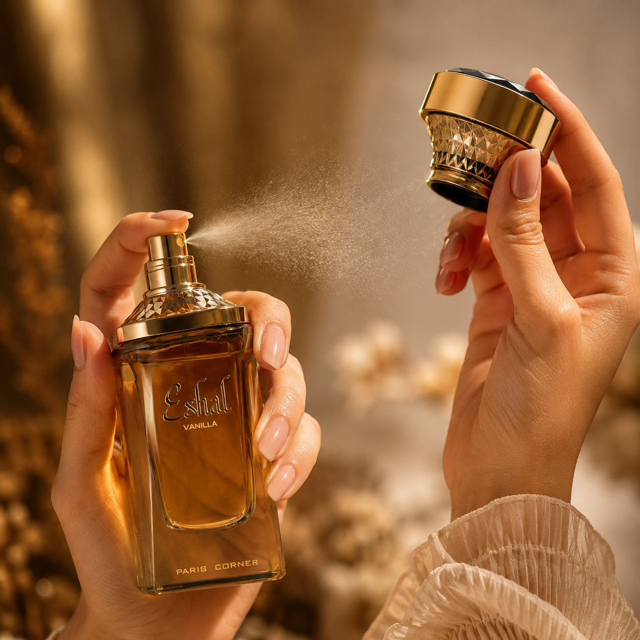 Paris Corner Eshal Vanilla fragrance notes with sugar, jasmine, rose, vanilla, caramel and musk