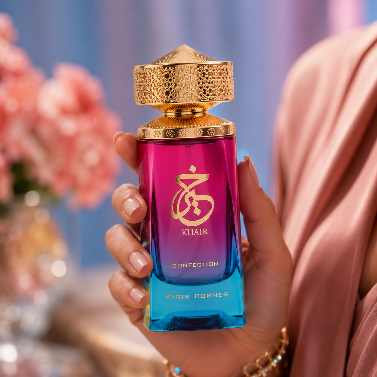 Paris Corner Khair Confection unisex perfume in a creamy sweet gourmand fragrance setting
