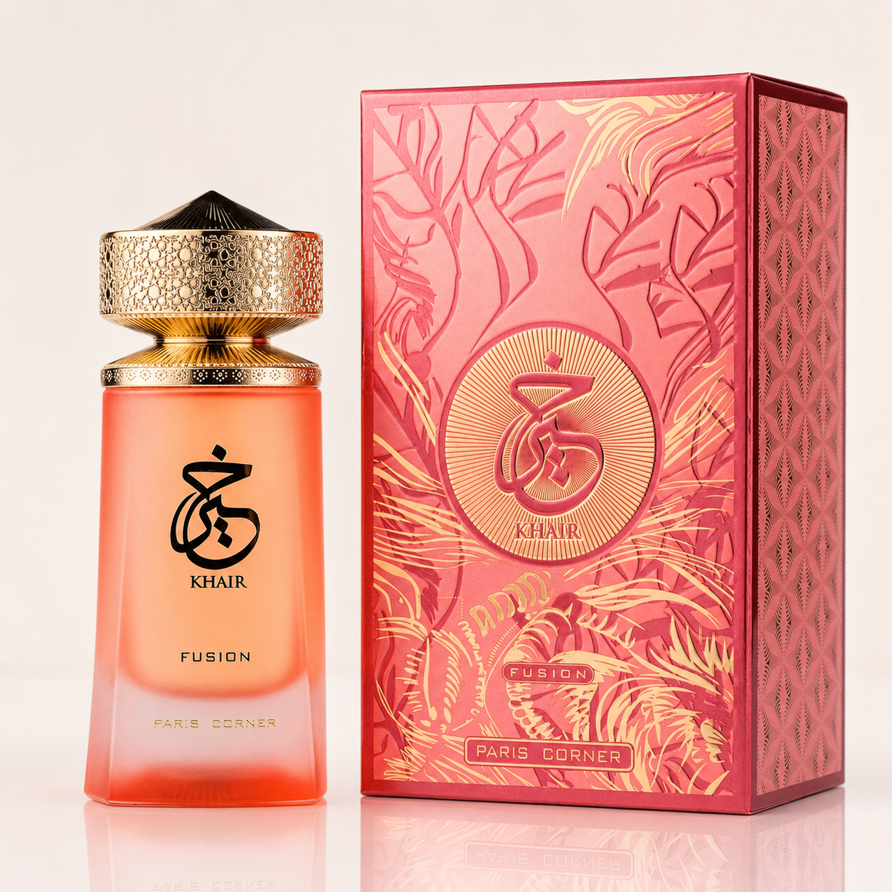 Paris Corner Khair Fusion fragrance styled with cardamom, cedarwood and sandalwood