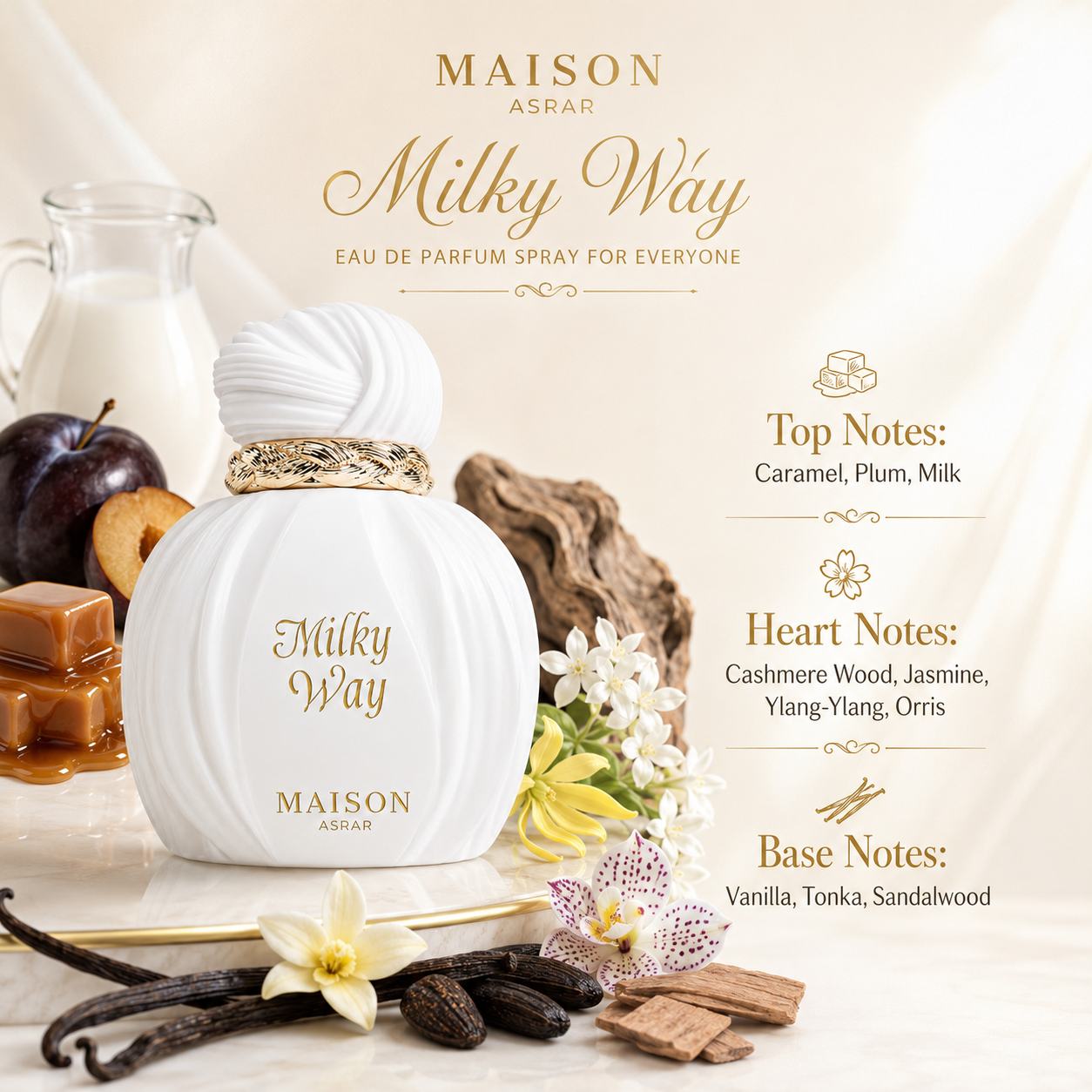 Paris Corner Maison Asrar Milky Way Eau De Parfum Spray For Unisex 3.4 Ounce