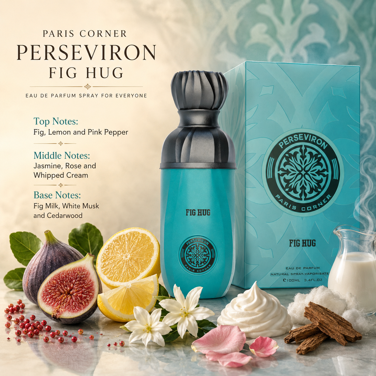 Paris Corner Perseviron Fig Hug Eau De Parfum Spray For Unisex 3.4 Ounce