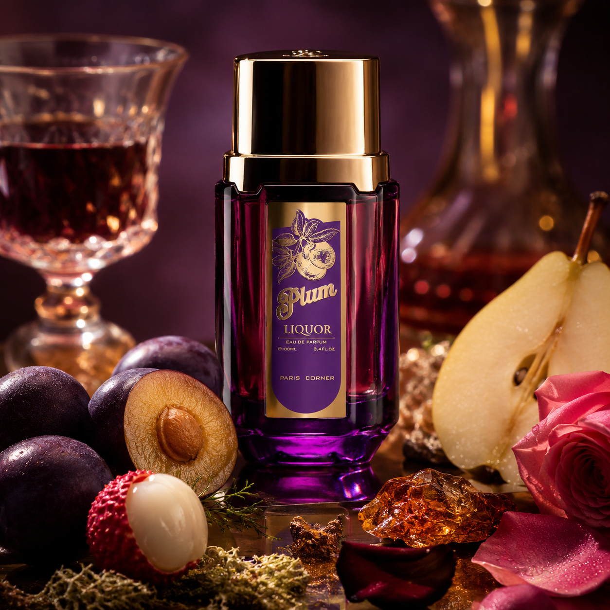 Paris Corner Plum Liquor Eau De Parfum Spray for Unisex, 3.4 Ounce