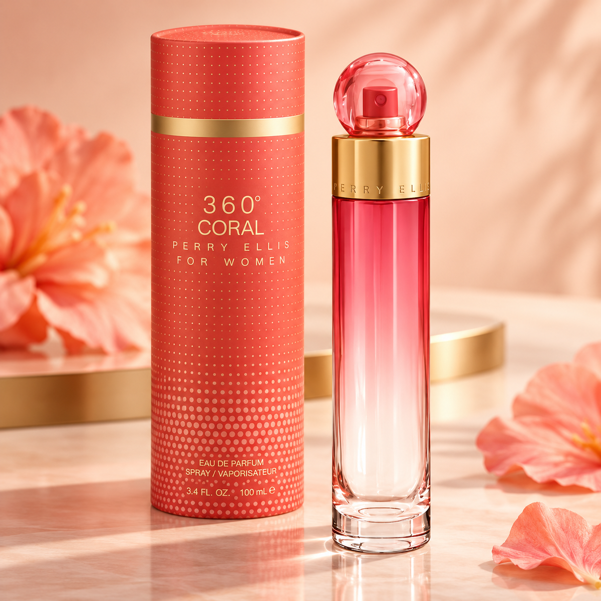 Perry Ellis 360 Coral Eau de Parfum for Women 3.4 Ounce