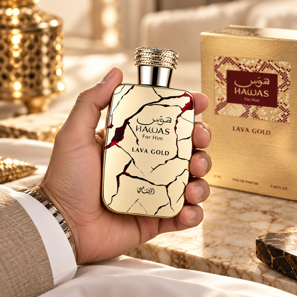 Rasasi Hawas Lava Gold Eau de Parfum for Women 3.4 Ounce