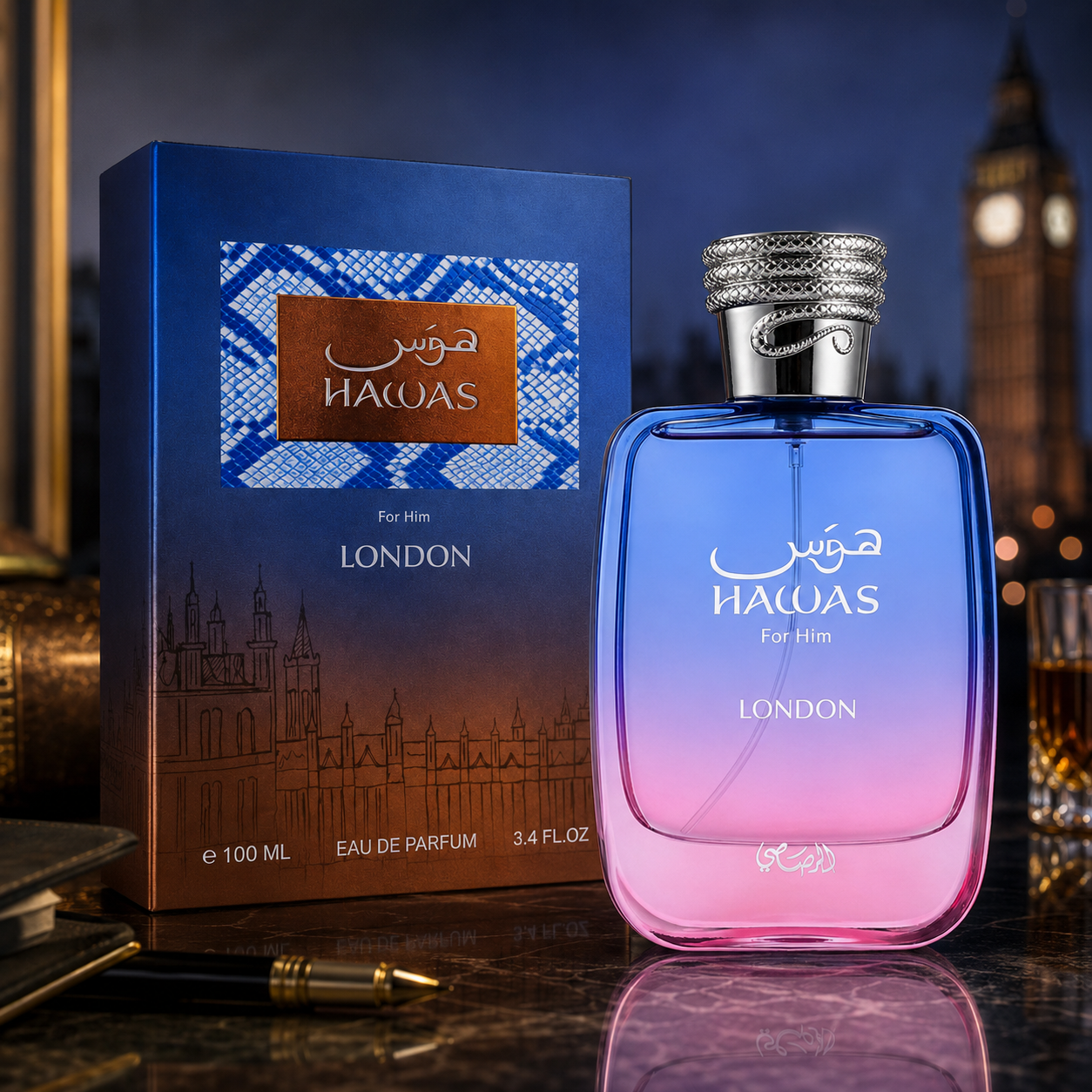 Rasasi Hawas London Eau de Parfum for Men 3.4 Ounce