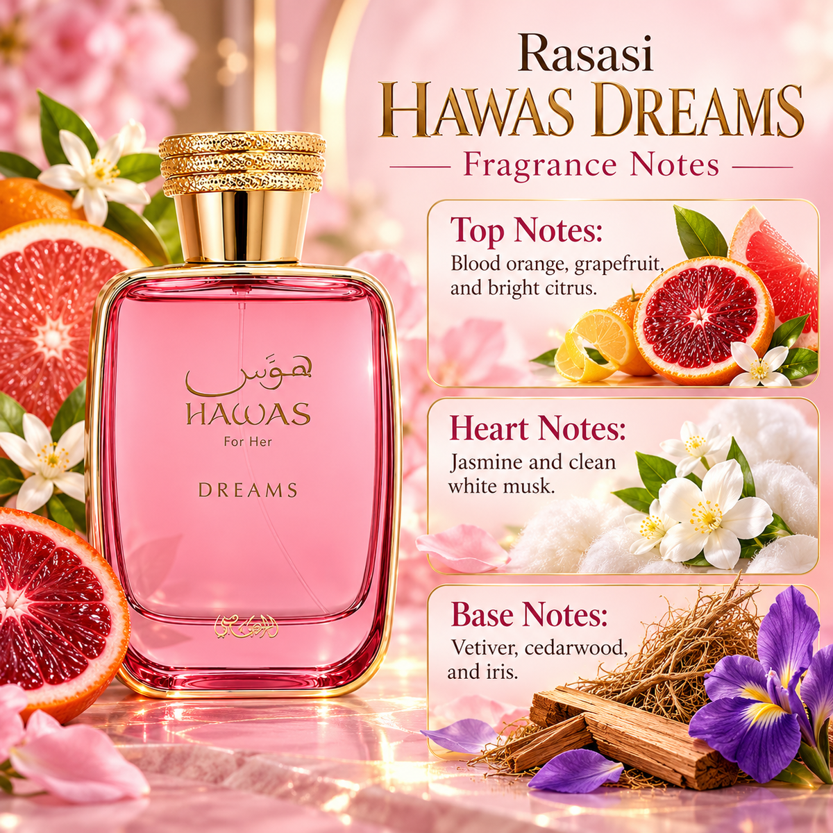 Rasasi Hawas Dreams Eau de Parfum for Women 3.4 Ounce