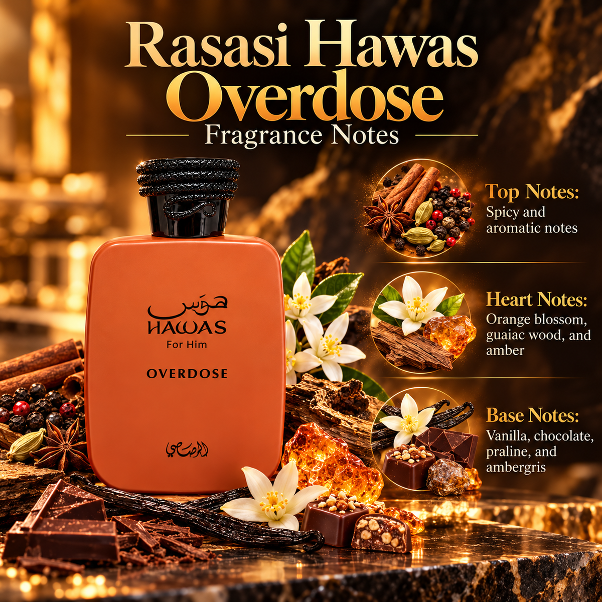 Rasasi Hawas Overdose Eau de Parfum Spray for Men 3.4 Ounce