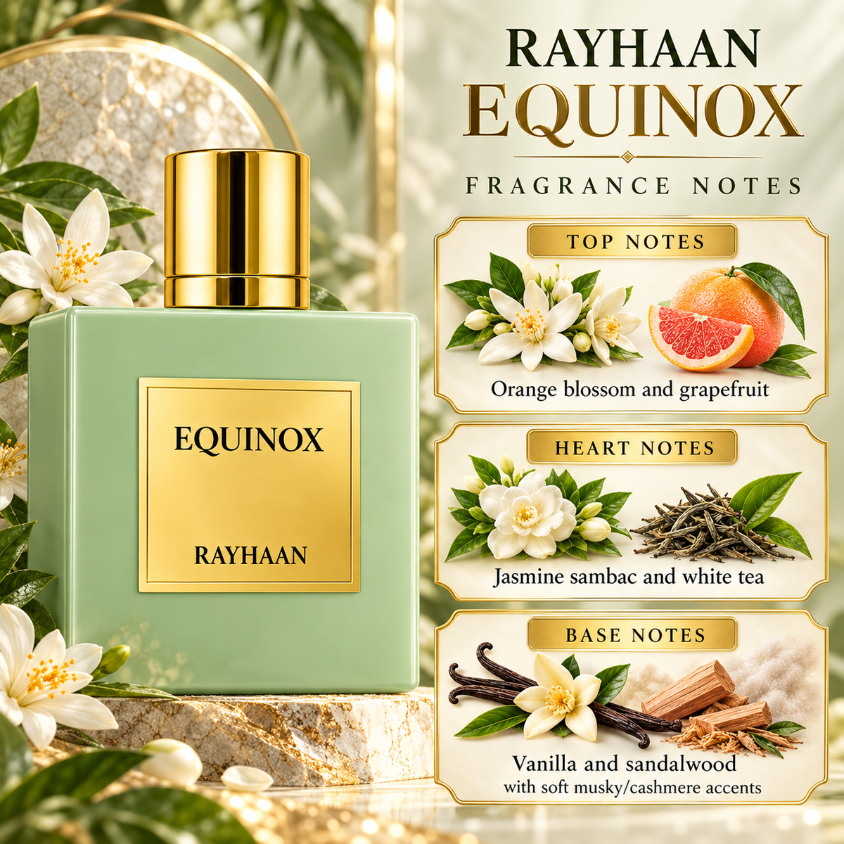 Rayhaan Equinox Eau de Parfum Spray for Unisex 3.4 Ounce
