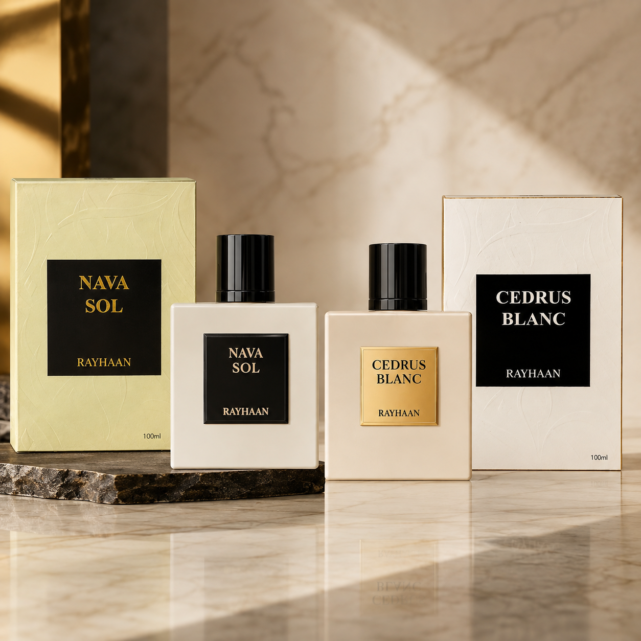 Rayhaan Cedrus Blanc & Nava Sol Fragrance Bundle for Unisex