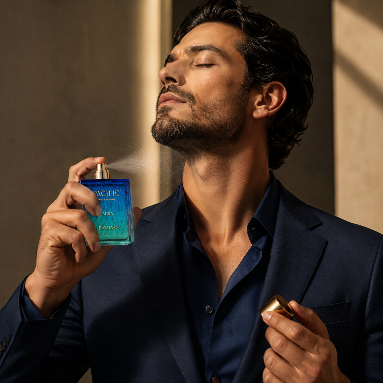 Rayhaan Pacific Aura Eau de Parfum Spray for Men 3.4 Ounce