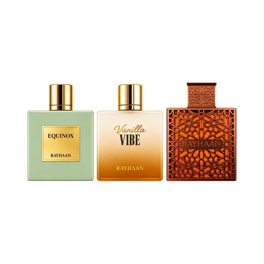Rayhaan Vanilla Vibe + Rayhaan Vantage + Rayhaan Equinox 3-Piece Fragrance Bundle for Unisex