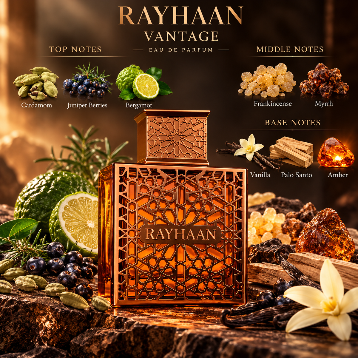 Rayhaan Vantage Eau de Parfum Spray for Unisex 3.4 Ounce