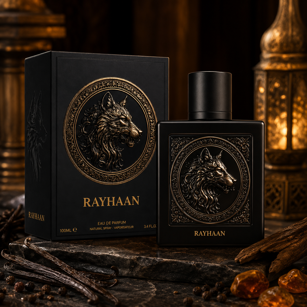 Rayhaan Wolf Eau de Parfum Spray for Men 3.4 Ounce