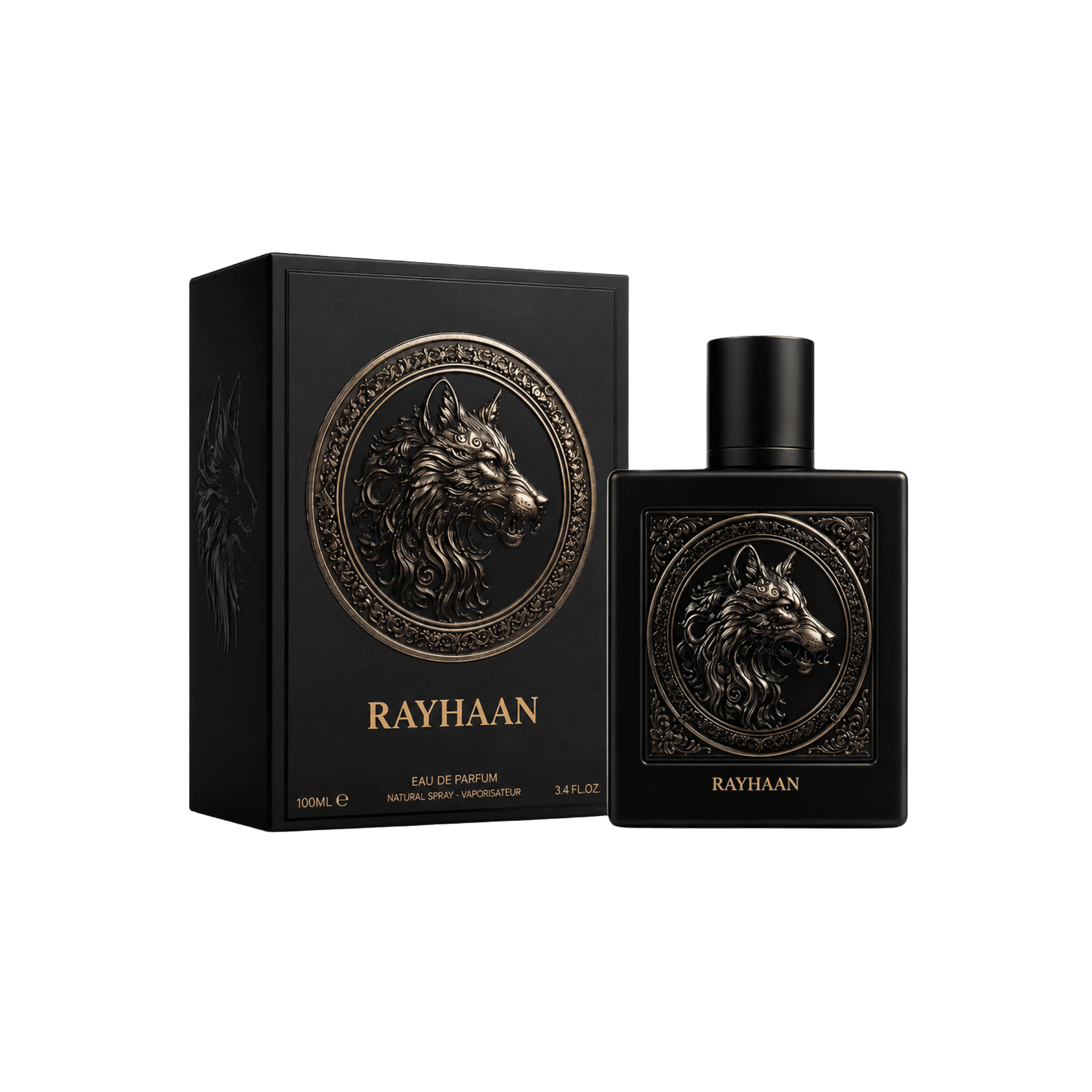 Rayhaan Wolf Eau de Parfum for men 3.4 oz bottle with retail box