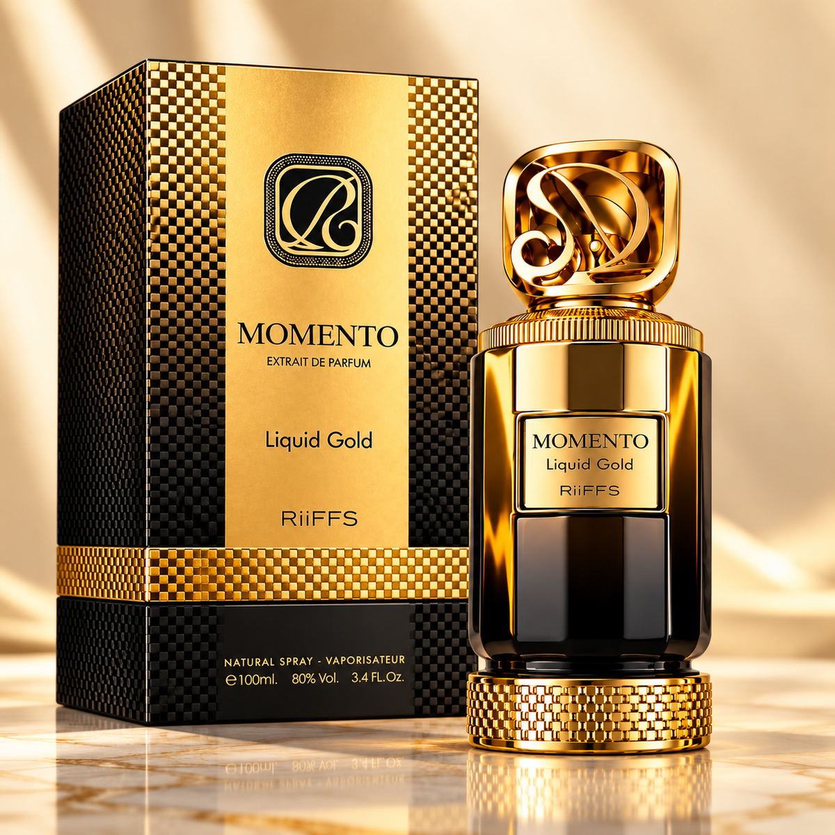 Riiffs Momento Liquid Gold Extrait de Parfum Spray for Unisex, 3.4 Ounce