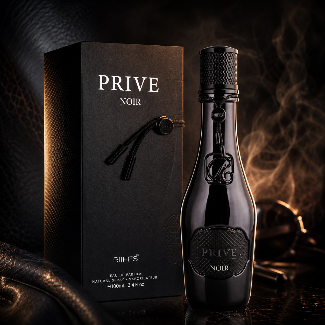 Riiffs Prive Noir Eau de Parfum Spray for Men, 3.4 Ounce