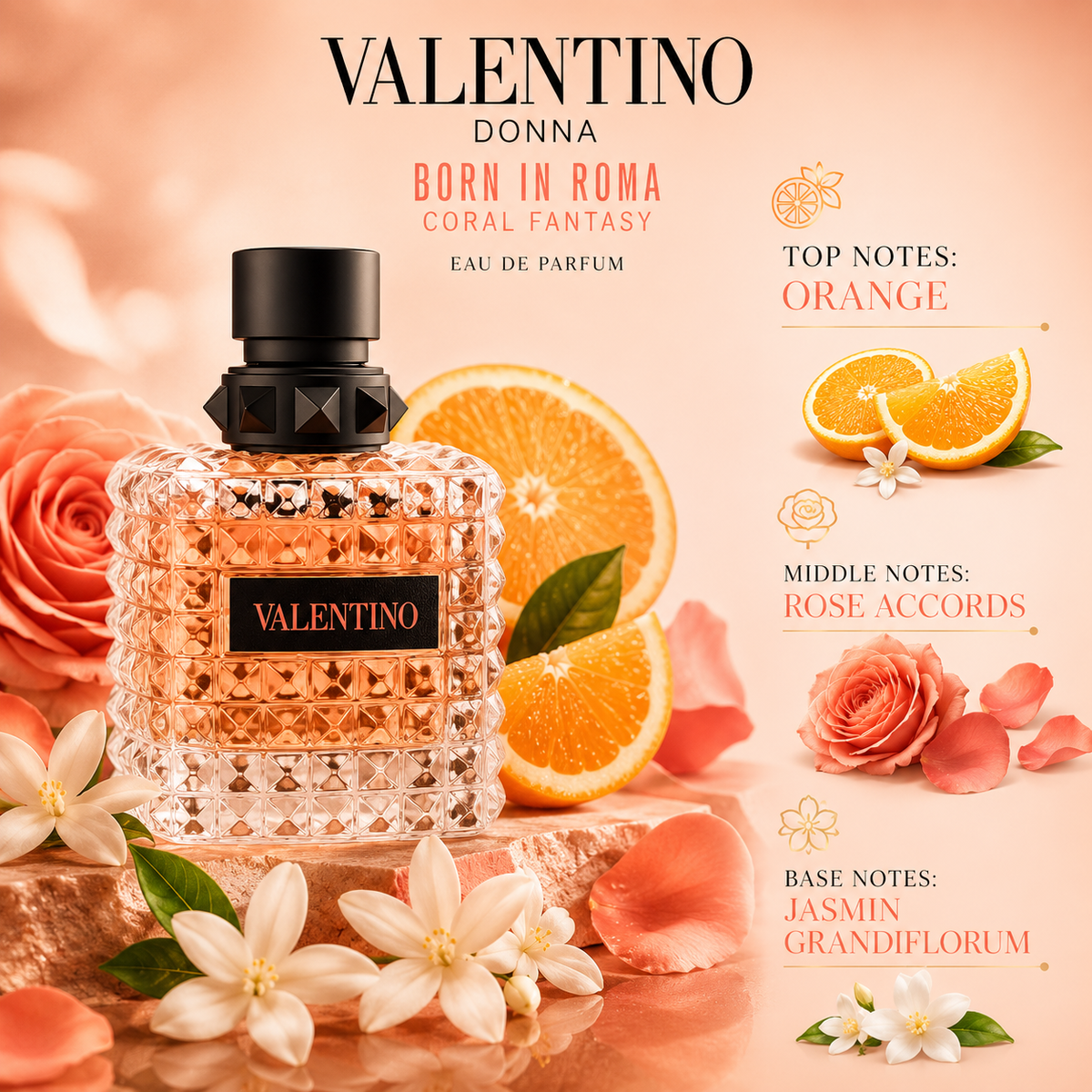 Valentino Donna Born in Roma Coral Fantasy Eau de Parfum for Women 3.4 Ounce