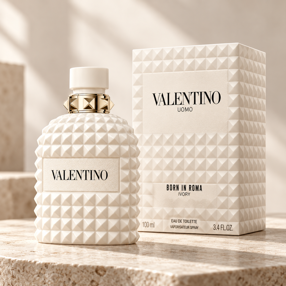 Valentino Uomo Born in Roma Ivory Eau de Toilette for Men 3.4 Ounce