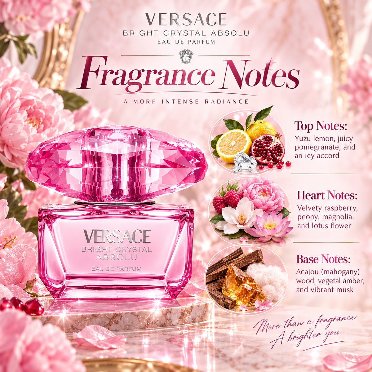 Versace Bright Crystal Absolu Eau de Parfum for Women, 1.7 Ounce