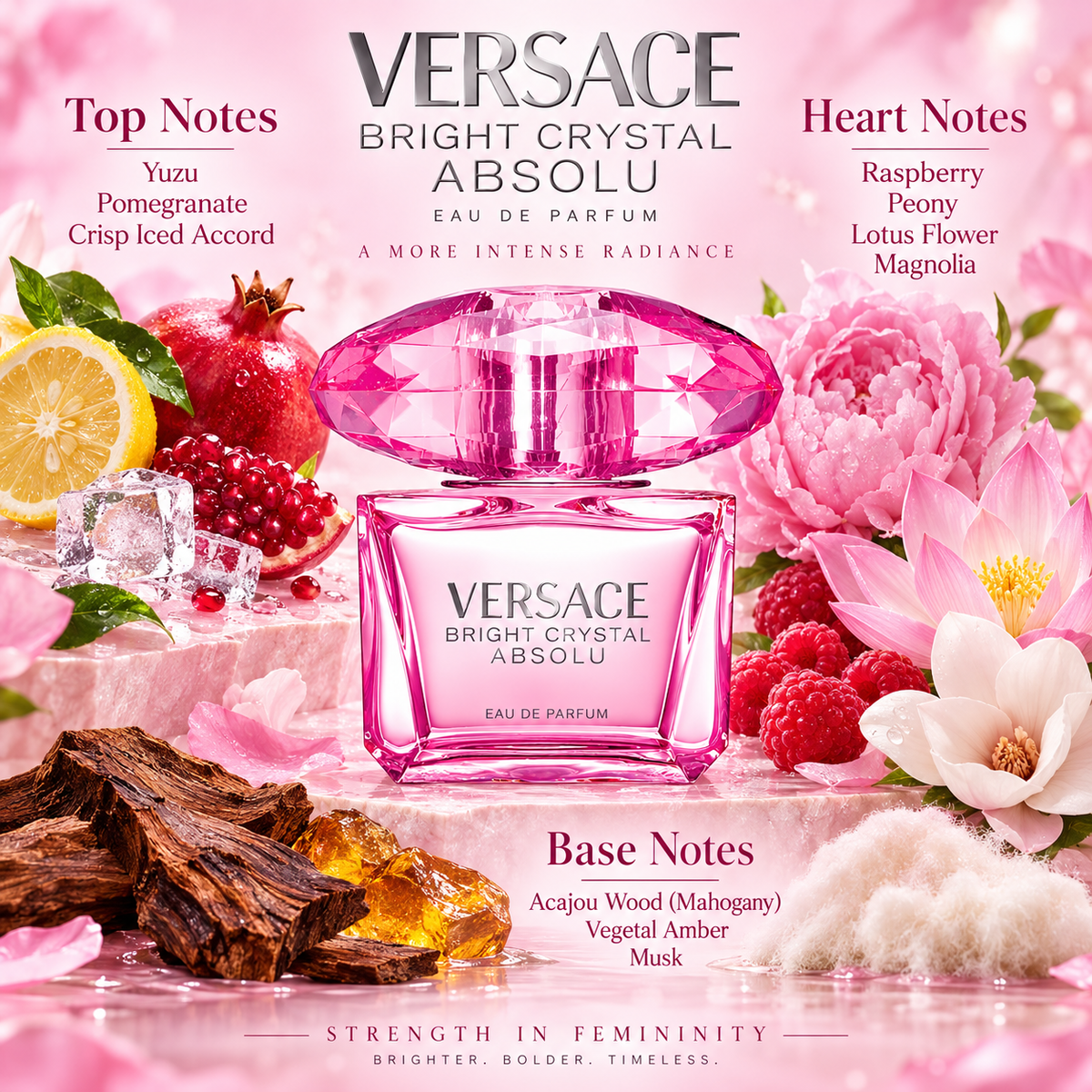 Versace Bright Crystal Absolu Eau de Parfum for Women, 3.0 Ounce