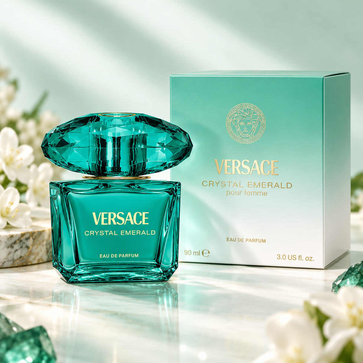 Versace Crystal Emerald Eau de Parfum for Women, 3.0 Ounce