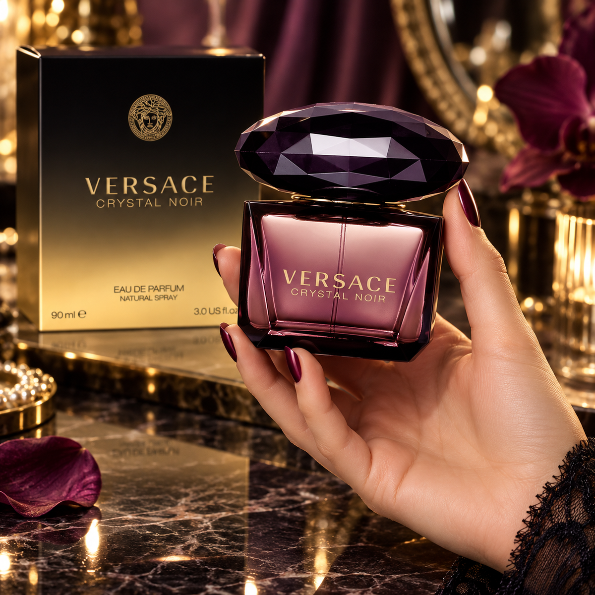 Versace Crystal Noir Eau de Parfum for Women, 3.0 Ounce