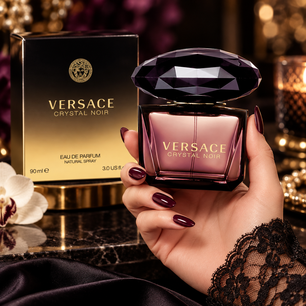 Versace Crystal Noir Eau de Toilette for Women, 3.0 Ounce
