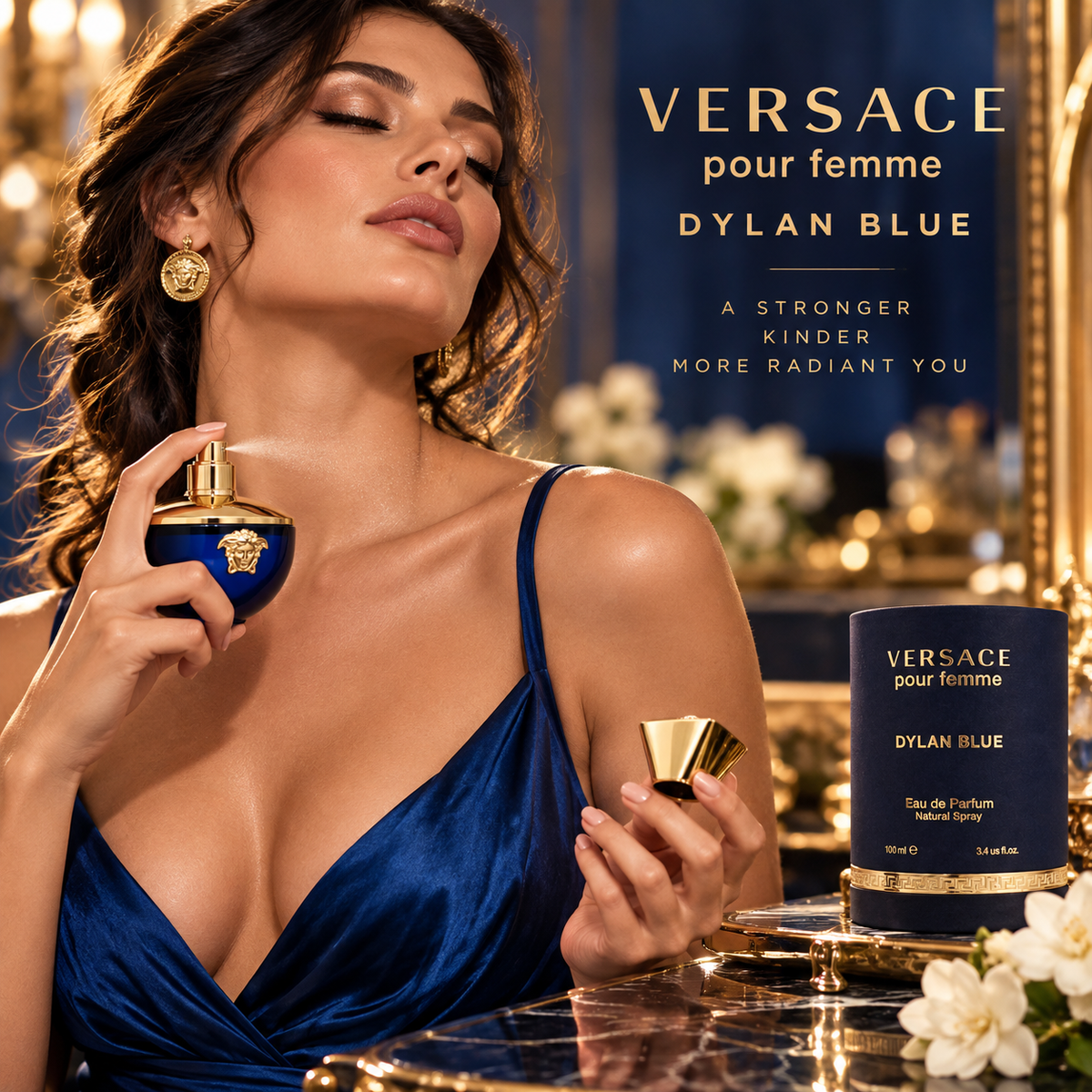 Versace Dylan Blue Pour Femme Eau de Parfum for Women, 3.4 Ounce