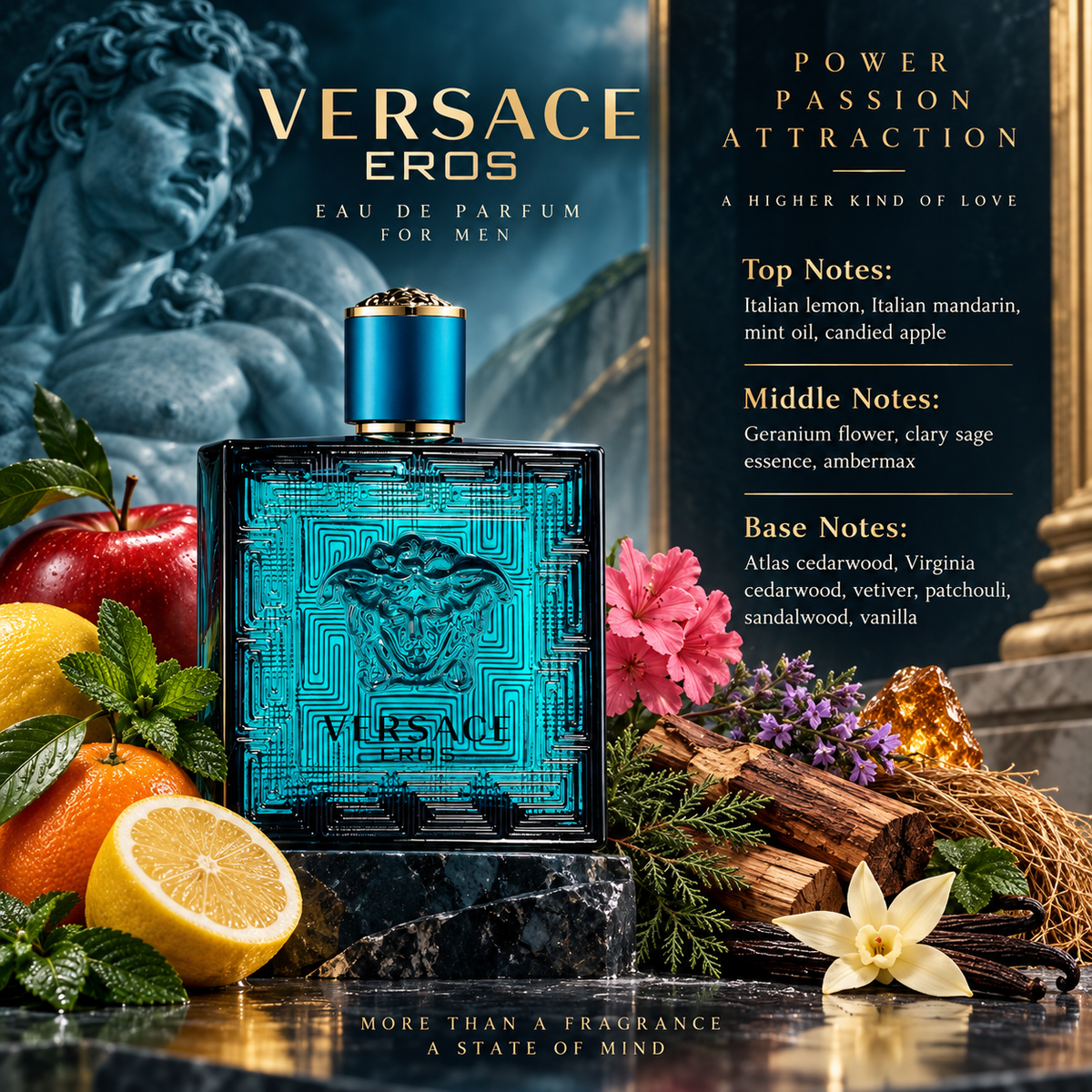 Versace Eros Eau de Parfum for Men, 1.7 Ounce
