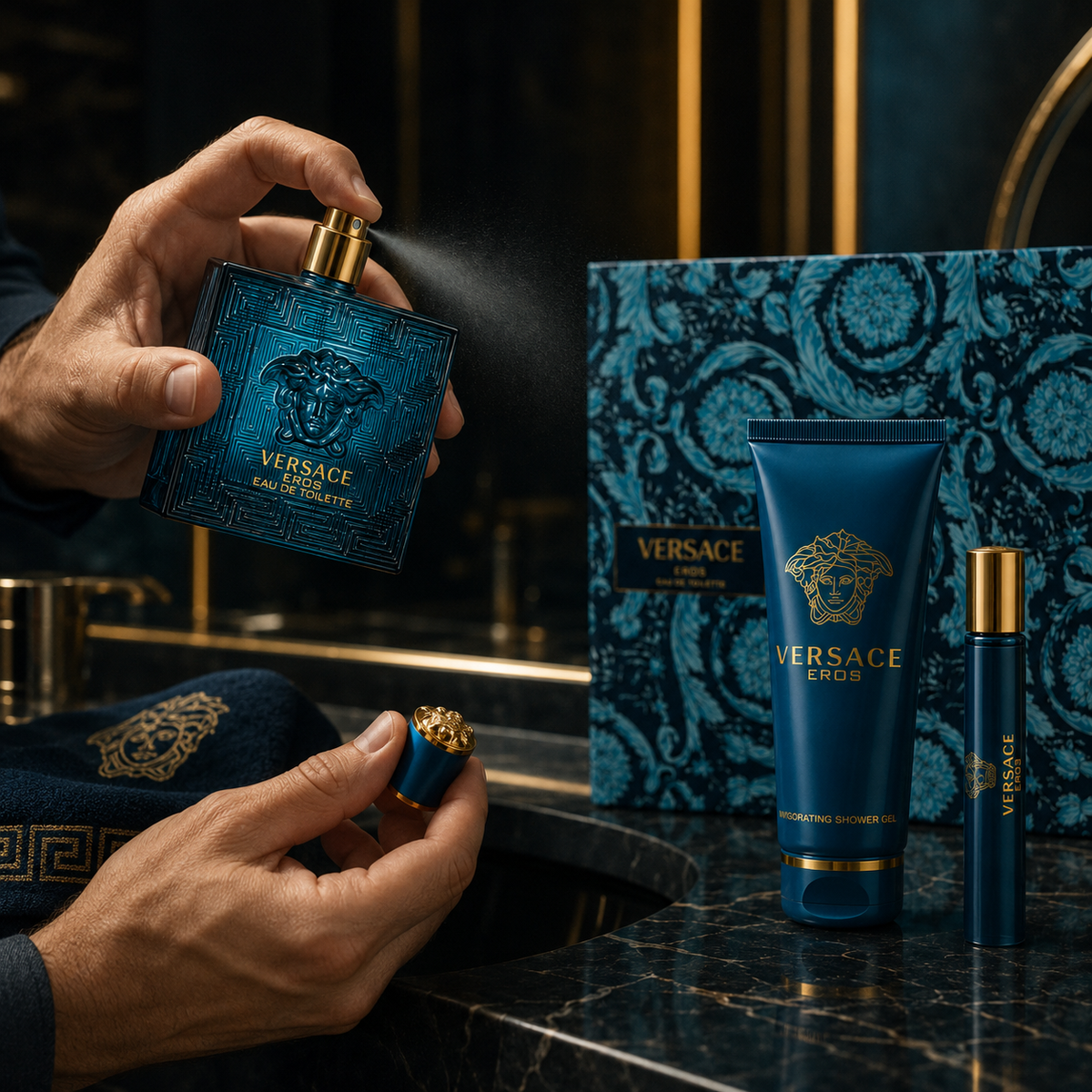 Versace Eros 3-Piece Gift Set for Men (with Shower Gel)