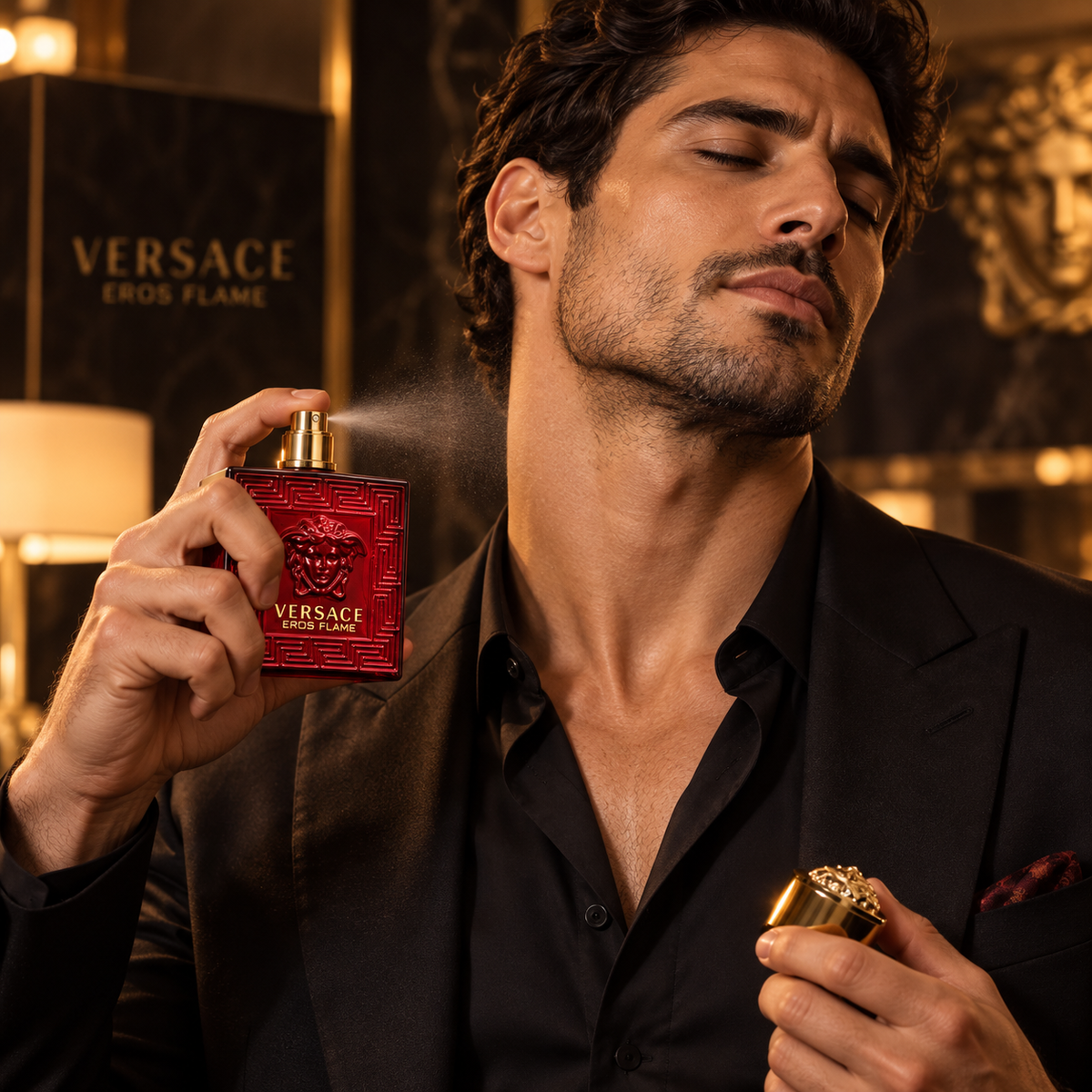 Versace Eros Flame Eau de Parfum for Men, 6.8 Ounce