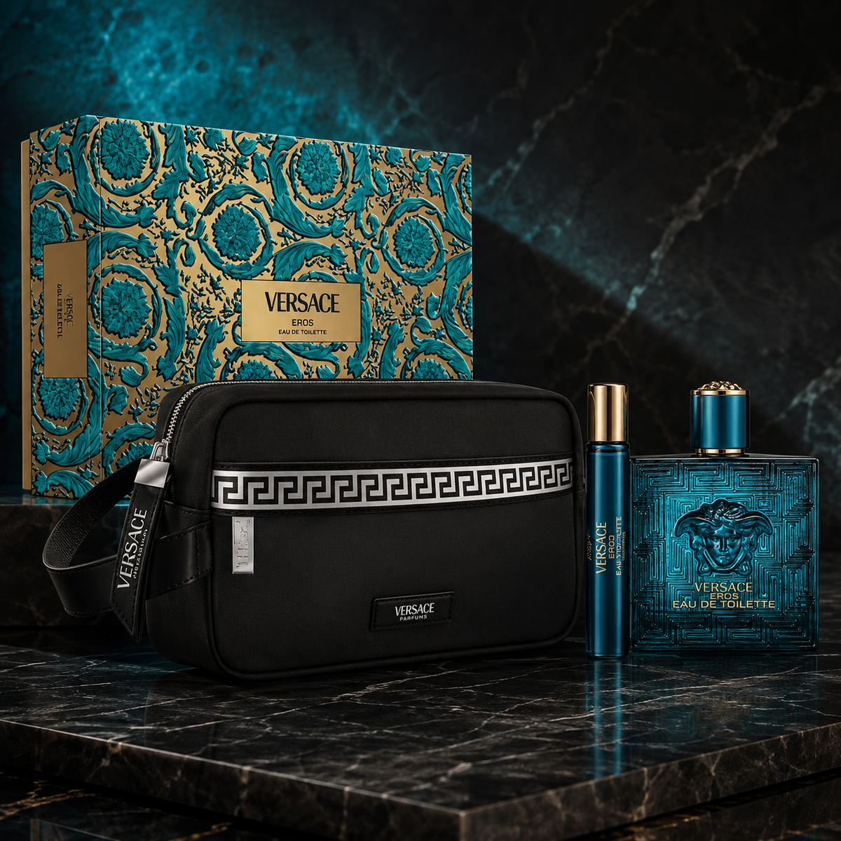 Versace Eros 3-Piece Gift Set for Men (with Branded Bag)