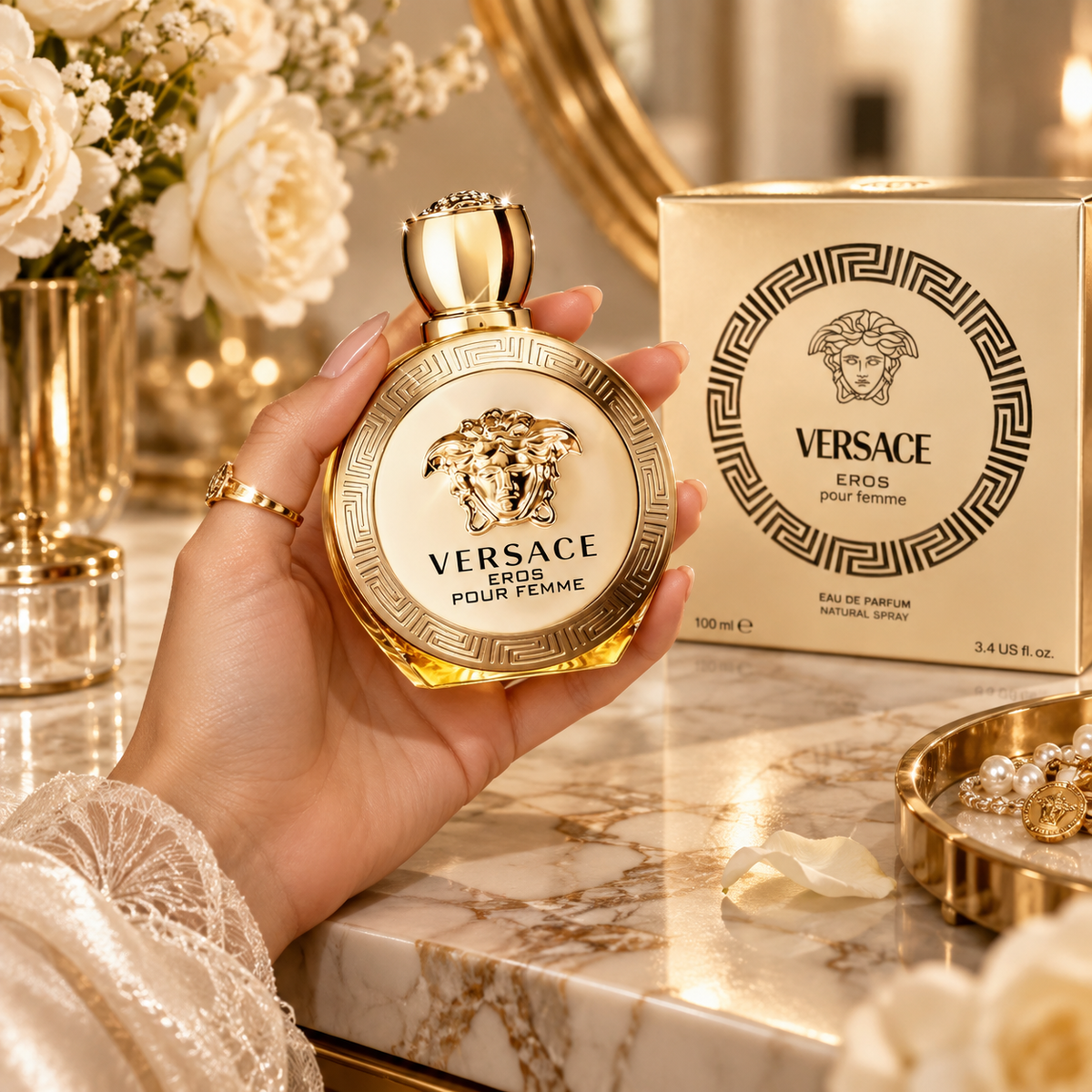Versace Eros Pour Femme Eau de Parfum for Women, 3.4 Ounce