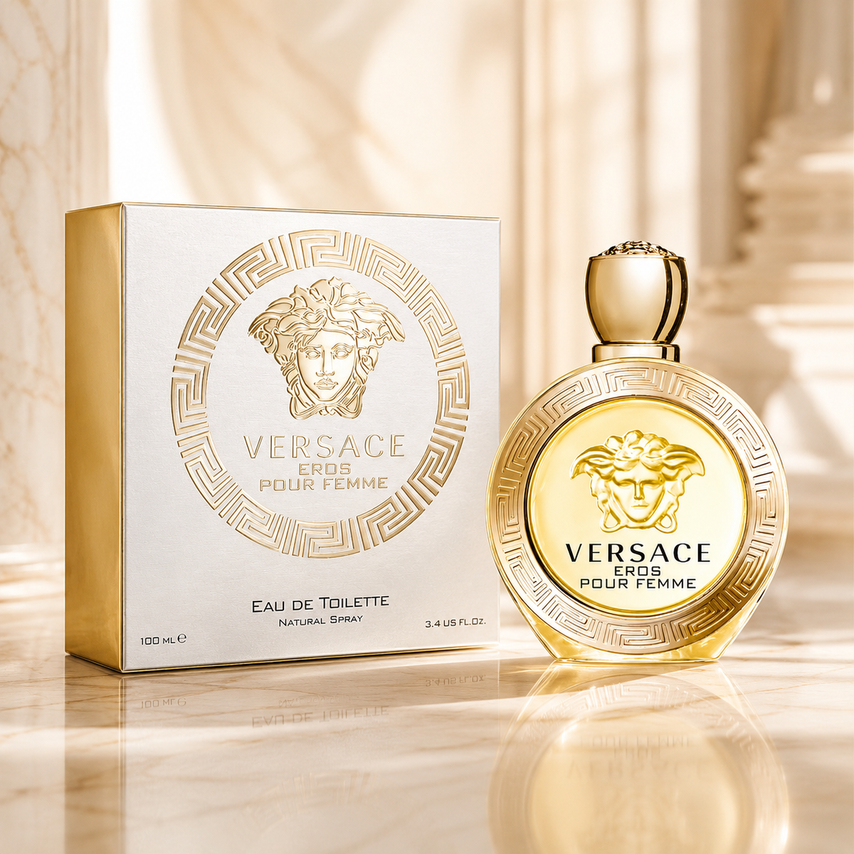 Versace Eros Pour Femme Eau de Toilette Spray for Women 3.4 Ounce
