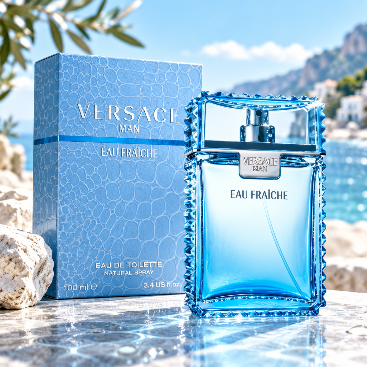 Versace Man Eau Fraiche Eau de Toilette for Men, 3.4 Ounce