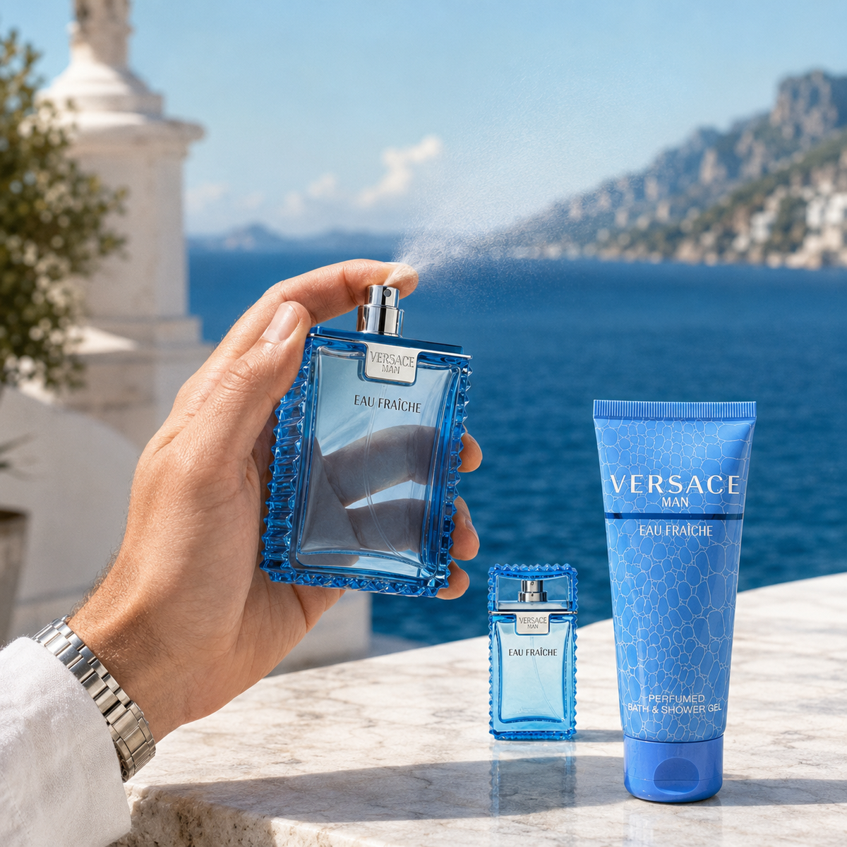 Versace Man Eau Fraiche 3-Piece Gift Set for Men (with Shower Gel)