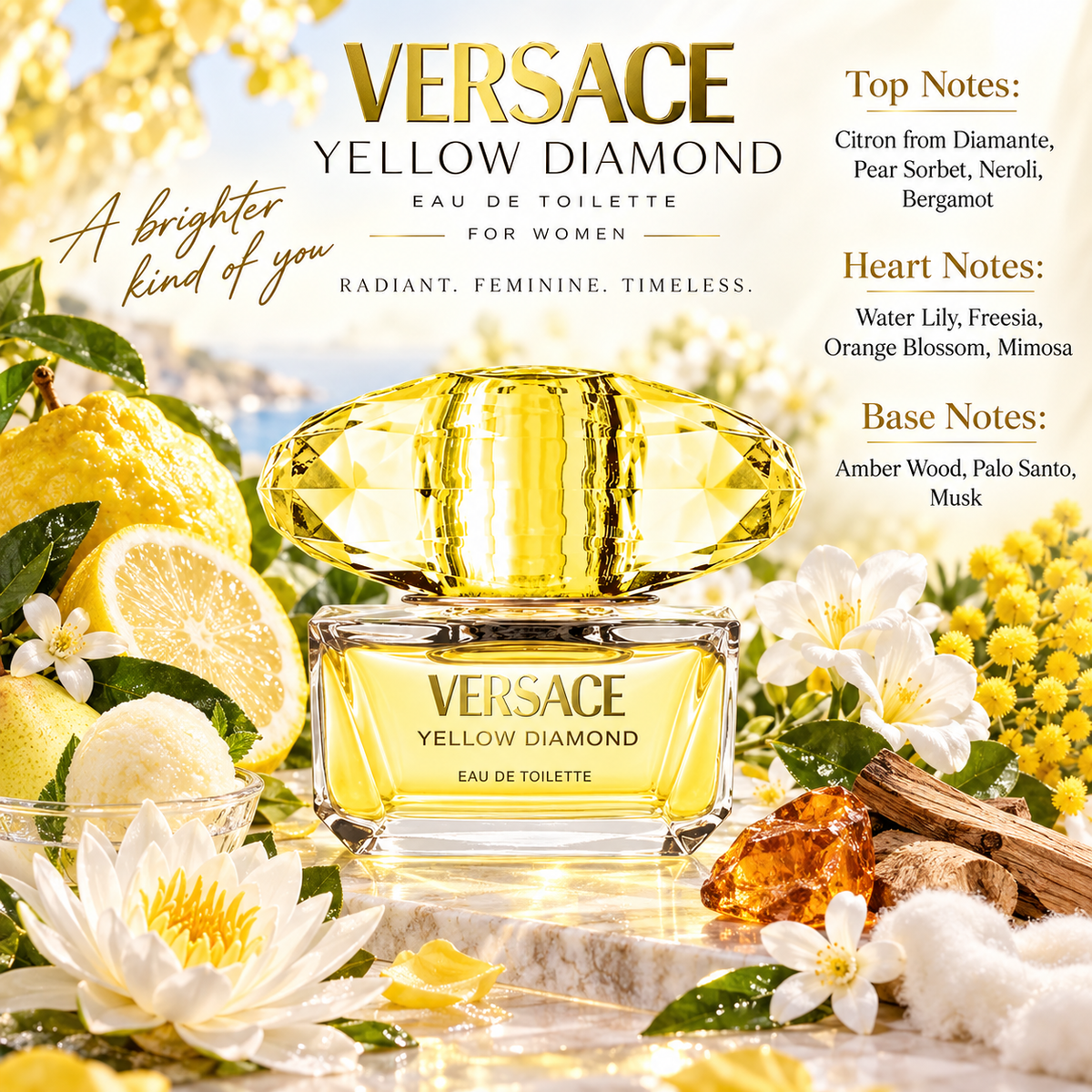 Versace Yellow Diamond Eau de Toilette for Women, 1.7 Ounce