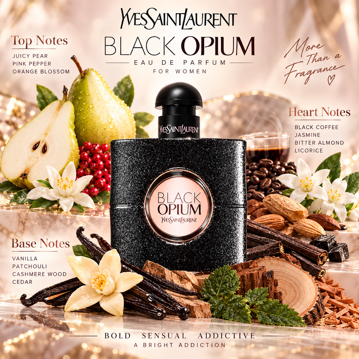 Yves Saint Laurent Black Opium Eau de Parfum for Women 1.7 Ounce
