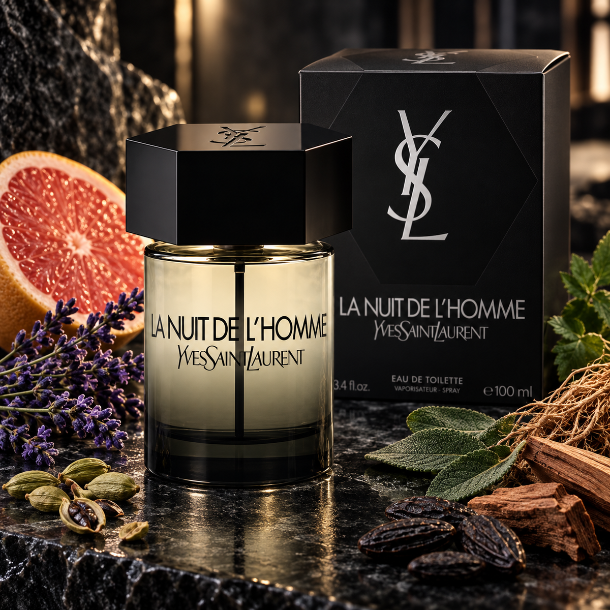 Yves Saint Laurent La Nuit de L'Homme Eau de Parfum for Men 3.4 Ounce